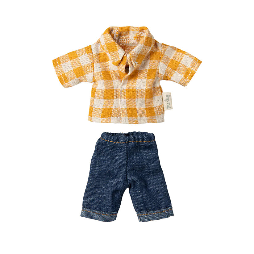 Geel Geruit Shirt met Broek - Vader Muis