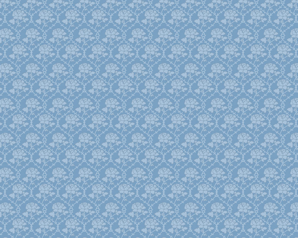 Behang Rose Pattern Blue