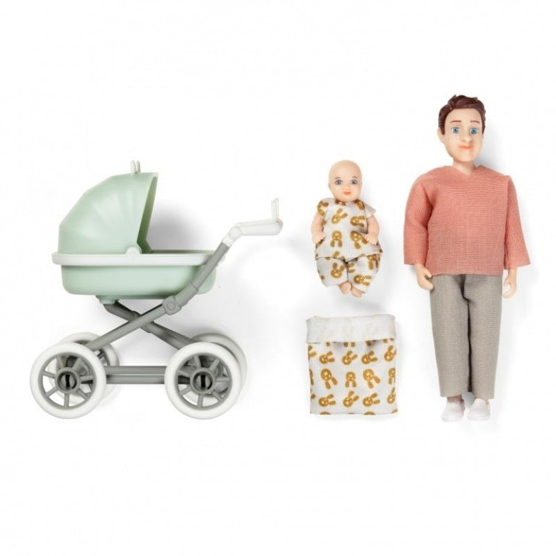 Lundby Man met Kinderwagen en Baby 4